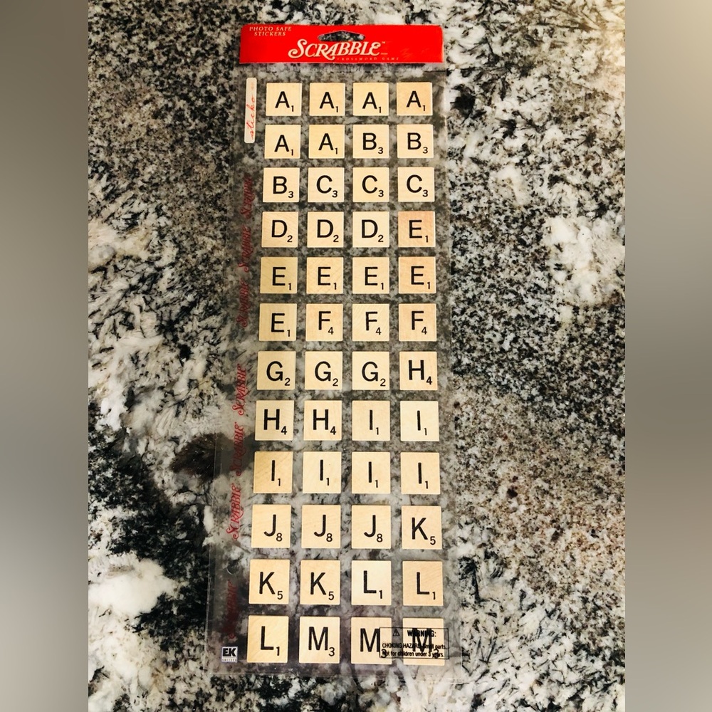 Rare, EK Hasbro Large Scrabble Letters Scrapbook Stickers. New.